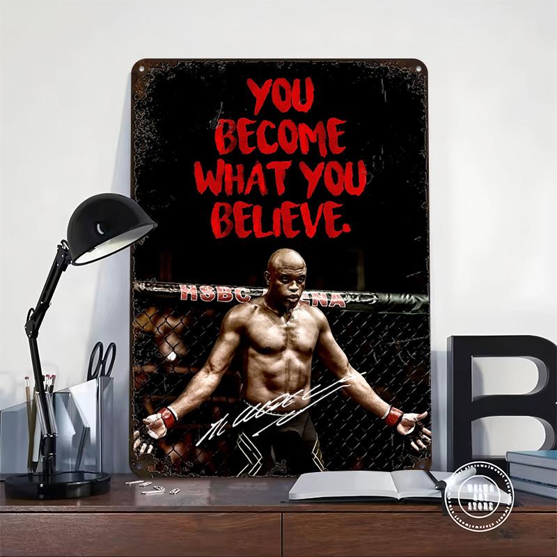 MMA Anderson Silva Printed Poster Customized Wall Art Retro Vintage Metal Tin Signs for Home Interior Decoration Living Room