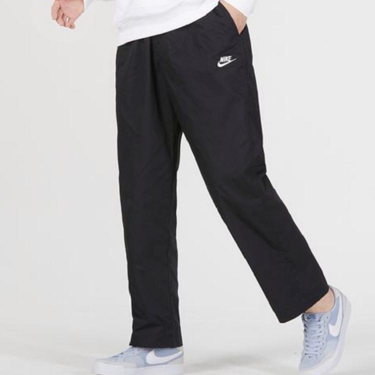Nike Solid Color Lace-Up Woven Straight Leg Casual Pants Men Bottoms Black DX3337-010