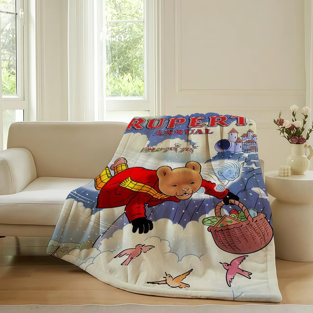 Cartoon Cute R Rupert B Bear Blanket For Sofa Office Bed Plane Travel Sleep Read Relax Camping Soft And Warm
