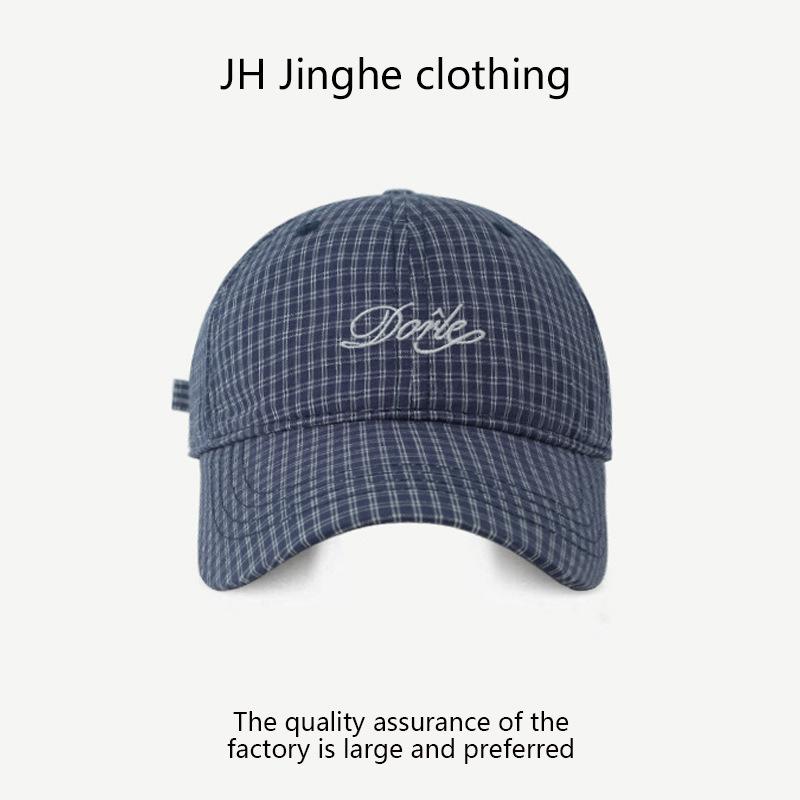 

Spring and Summer New Baseball Cap Letter Embroidered Checkered Hat Korean Style Fashion Retro Casual Outdoor Sun Protection Baseball Cap M（56-58cm）