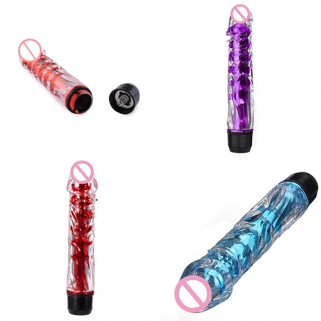 Jelly Crystal Silicone Vibrator Dildo Sex Toy 7 Inch Vibrator Electric Massager
