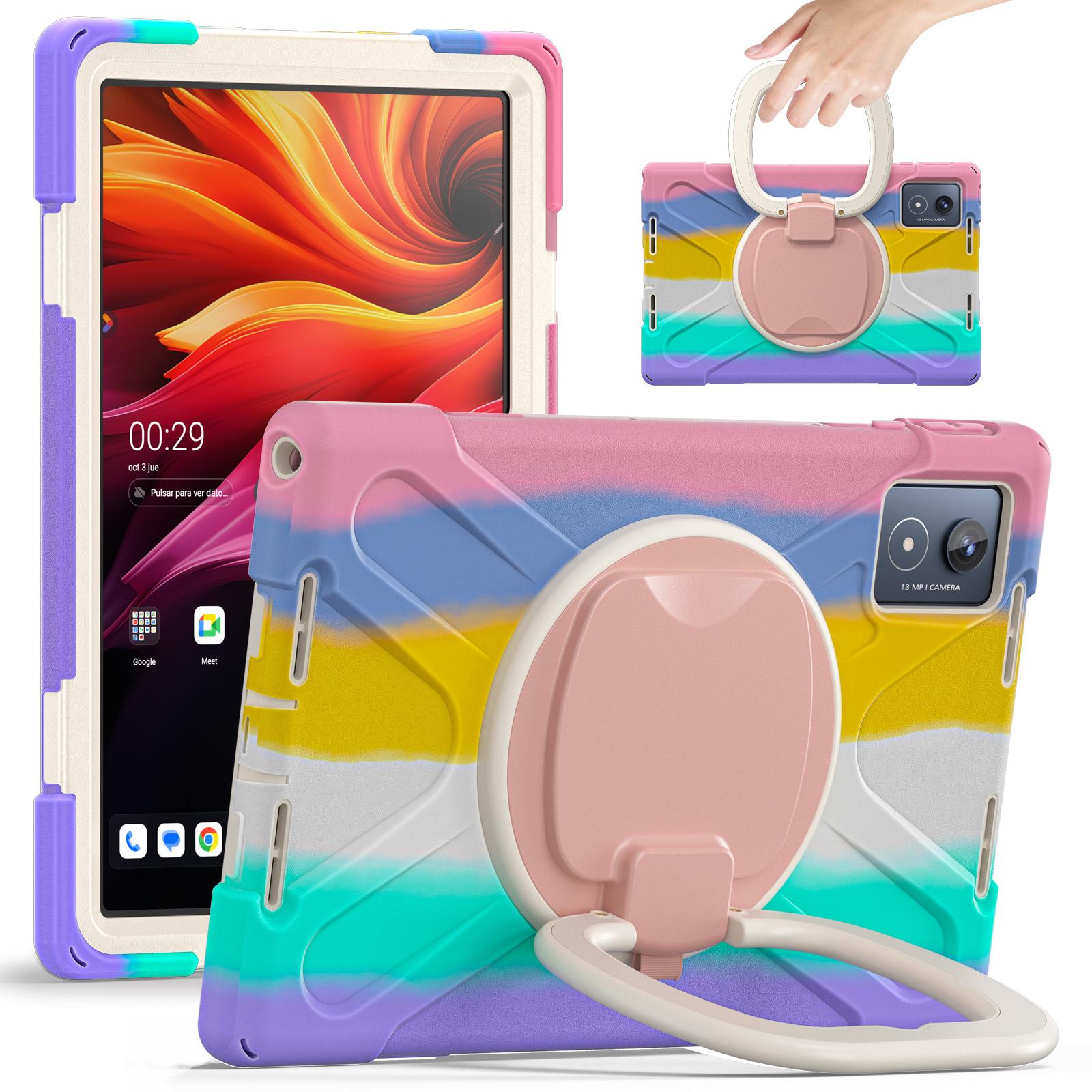 

For Lenovo Tab K11 Plus/Zhaoyang K11 B352FU,TB230XC Case TPU+PC+Silicone Tablet Cover Kickstand Colorful Pink