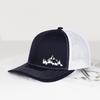 Mountain & Pine Tree Print Trucker Hat Adjustable Unisex Mesh Outdoor Hiking Sun Hat