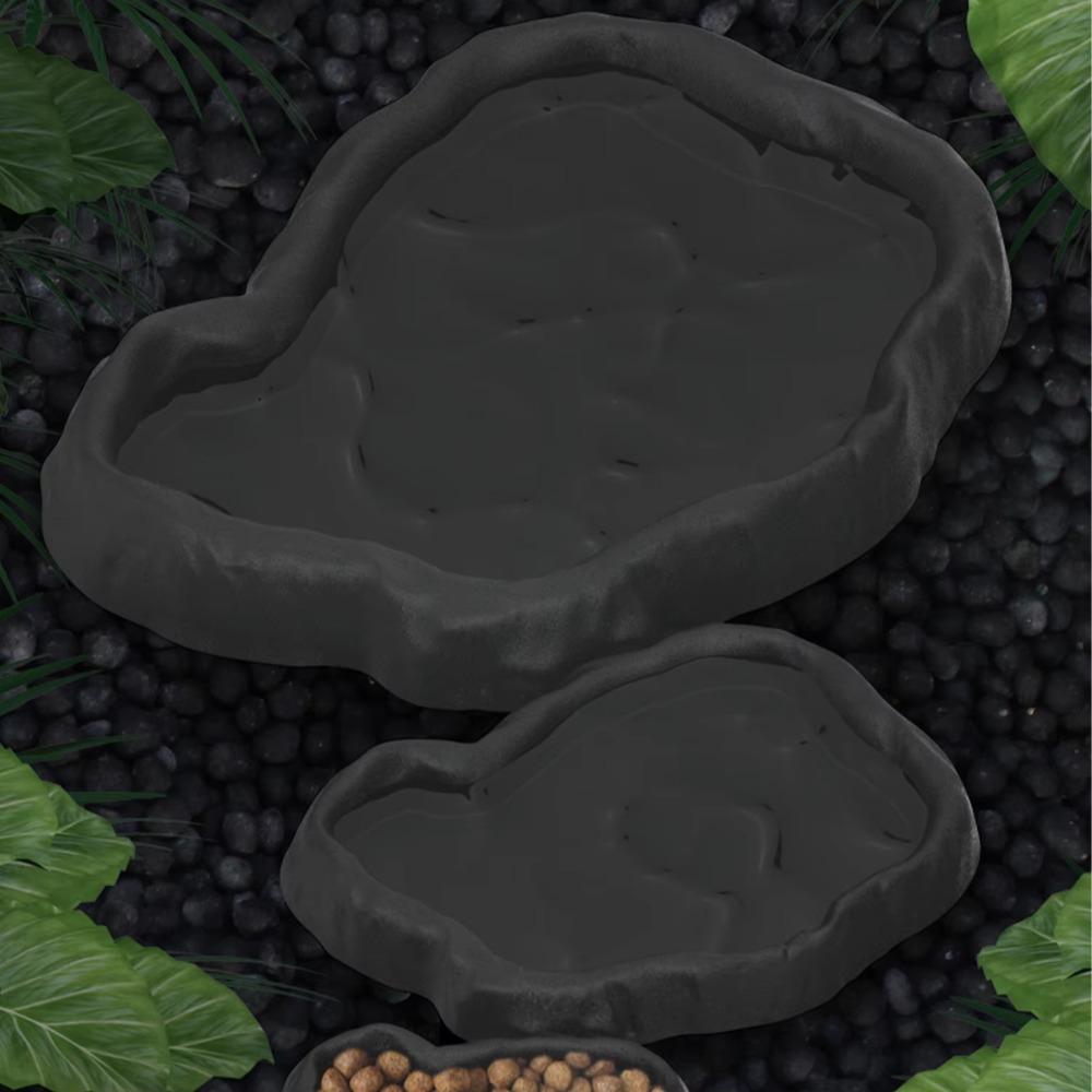 Imitation Rock Design Reptile Feeder Bowl ABS Resin Feeding Bowl Dish Tortoise Lizard