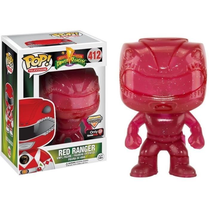 Figurine Funko Pop! Power Rangers: Ranger Rouge (translucide) - Exclu GameStop