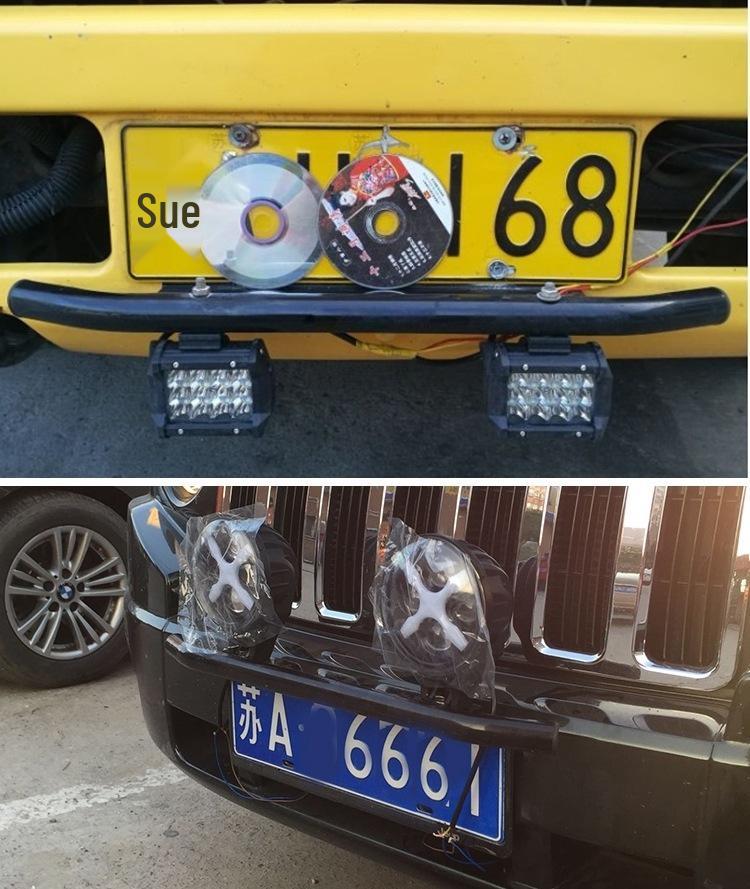 Universal Front Bumper License Plate & Spotlight Bracket with Metal Anti-Collision Bar for Off-Road Vehicles