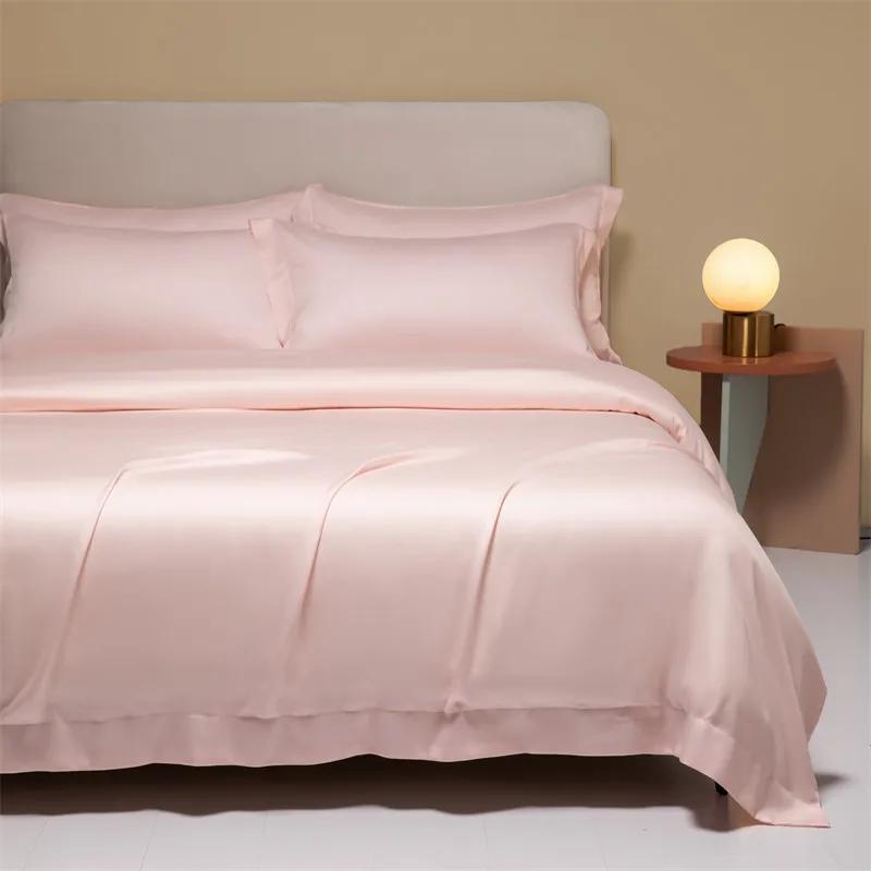 High-End 120S Natural Fabric Bedding Sets Summer Cooling Ice Silk Fitted Sheet Set Skin Friendly Comfortable Bedclothes For Home