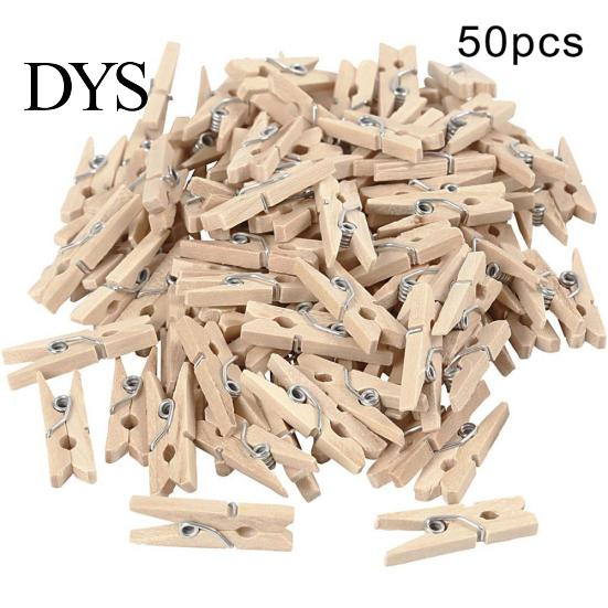 50Pcs Wooden Mini Unpainted Note Photo Clip Peg Clothespin DIY Party Supplies