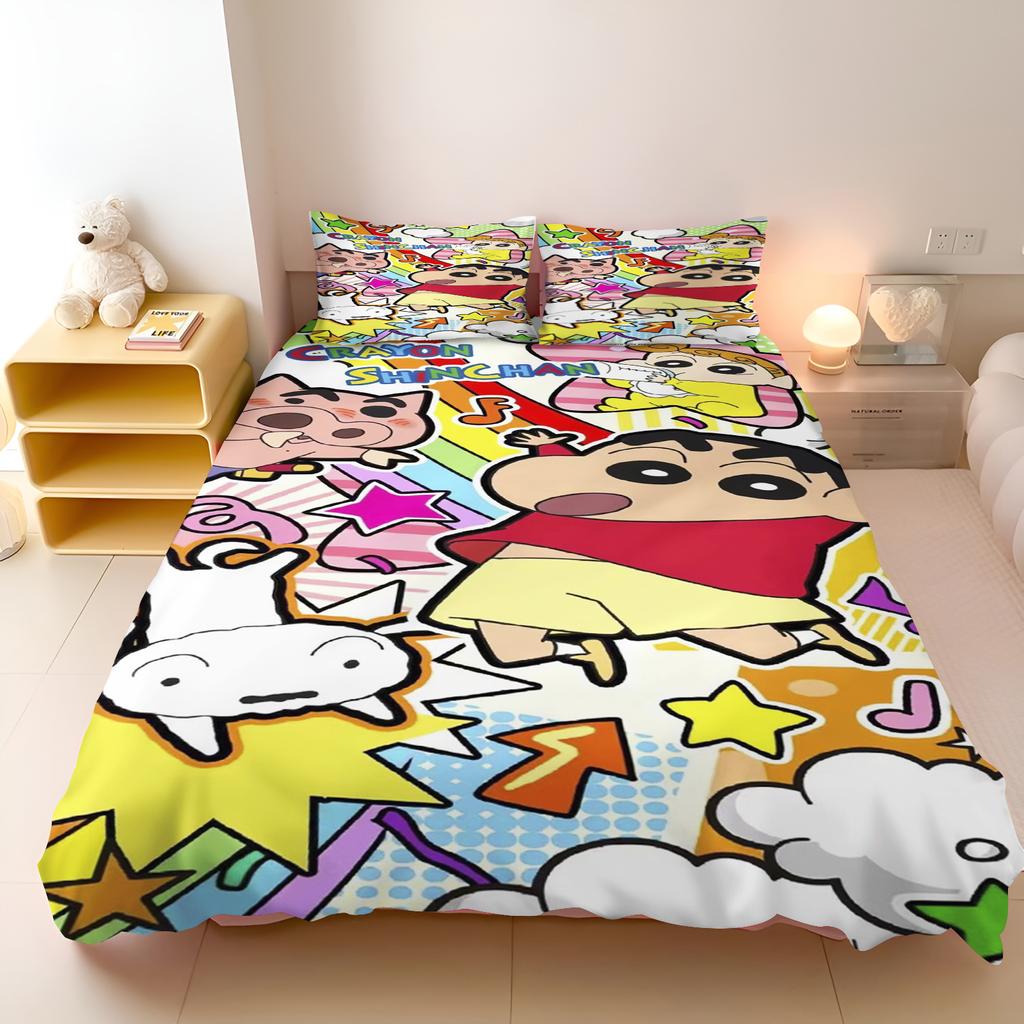 Crayon Shin-chan Children's Bedroom 3-Piece Duvet Cover Set Printed Home Co-Branded Mattress Bedding Set