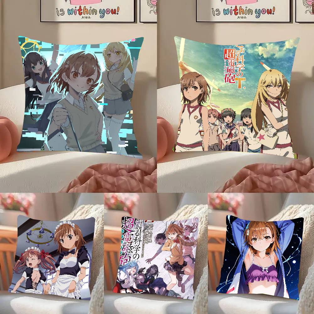 A Certain Scientific R-Railgun Anime Pillow Case Fashion Square Pillowcase Bedroom Sofa Room Ins Decoration Leisure