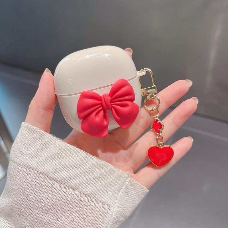 3D Bow Love Retro Earphone Case for Xiaomi Redmi Buds 6 Lite Bluetooth Headphone Charging Box Soft Cover Protective Case