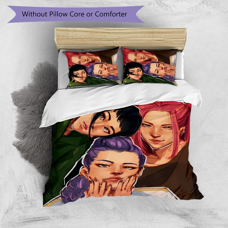 KPOP Hunter Juego de Cama de 3 Piezas Funda Nórdica Cierre Incluye 1 Funda Nórdica y 2 Fundas de Almohada para Todas las Estaciones Dormitorio Hogar Decoración de Dormitorio Universitario