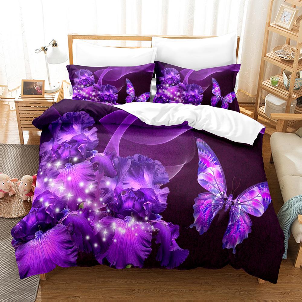 Butterfly Bedding Collection Single Twin Full Queen King Size Butterfly Bed Collection Aldult Kid Bedroom Duvetcover Collections 3D Anime 037
