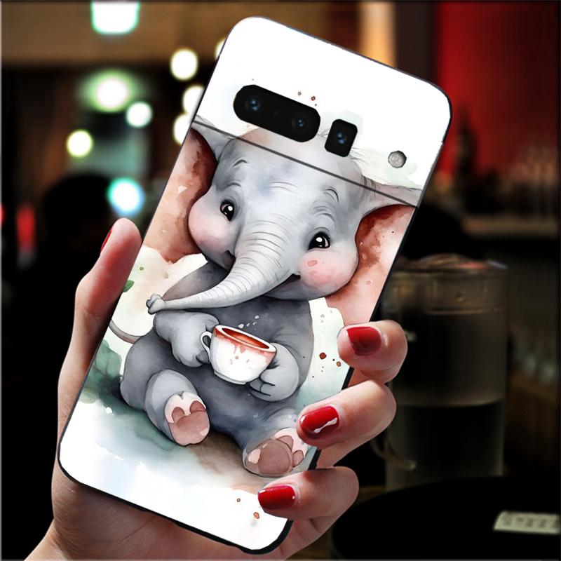 Cute Cartoon Baby Elephant Phone Case For Google Pixel 8 7 Pro 7A 7 6A 6 Pro Pixel 8A 4A 3A 4 XL Pixel 5 6 4 3 3A XL