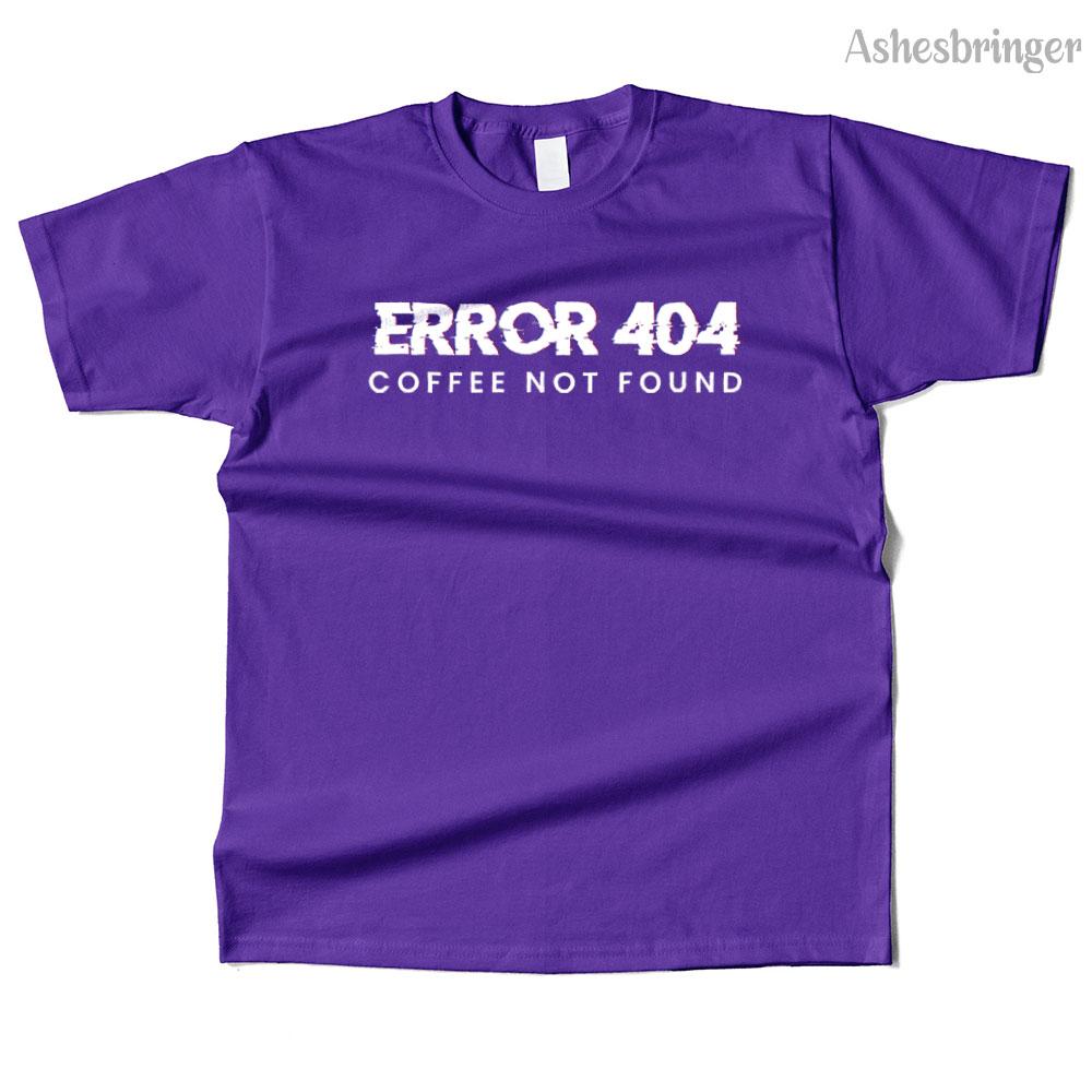 Mens Cotton Error 404 Coffee Not Found Graphic Funny T Shirt Street Casual Style Tee for Men and Women