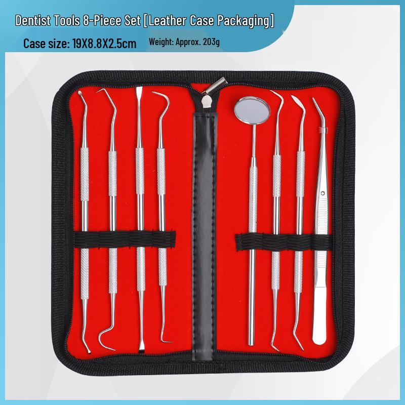 Dentist Tools Set: Stainless Steel Double-Ended Probe, Mouth Mirror, and Teeth Cleaning Kit