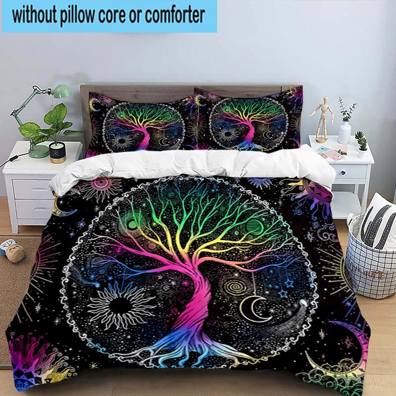 Tree Of Life Mandala 3pcs Bedding,Including 1pc Duvet Cover And 2pcs Pillowcases Perfect for Christmas,Ideal for Bedroom, Dormitory
