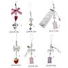 Stylish Beaded Phone Charm Colorful Bead Keychain Accessory Acrylic and Alloy Keyring Pendant Elegant Camera Accessory