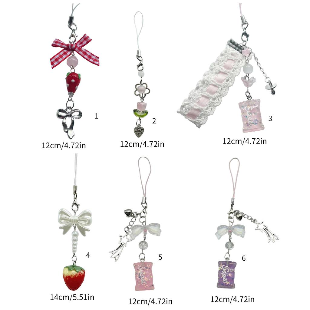 Stylish Beaded Phone Charm Colorful Bead Keychain Accessory Acrylic and Alloy Keyring Pendant Elegant Camera Accessory