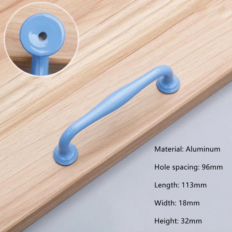 Modern Simple Aluminum Colorful Furniture Handles Children's Room Cabinet Door Handles Drawers Wardrobe Knobs Home Decoration