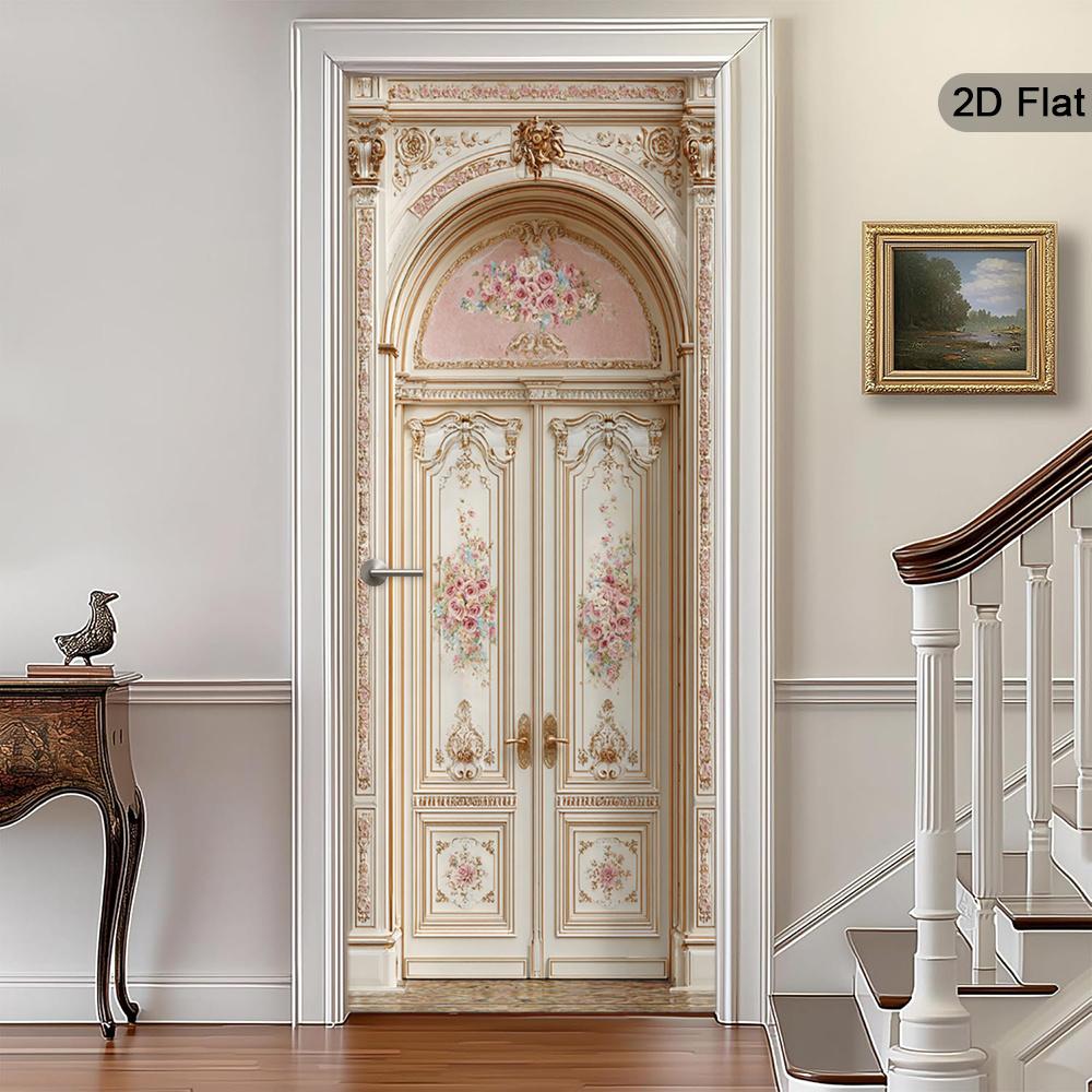 37Style Floral Door Stickers Removable Vinilos Para Puertas Adhesive Wallpaper Art Murals for Doors Bibliotheque Modern Home Decor