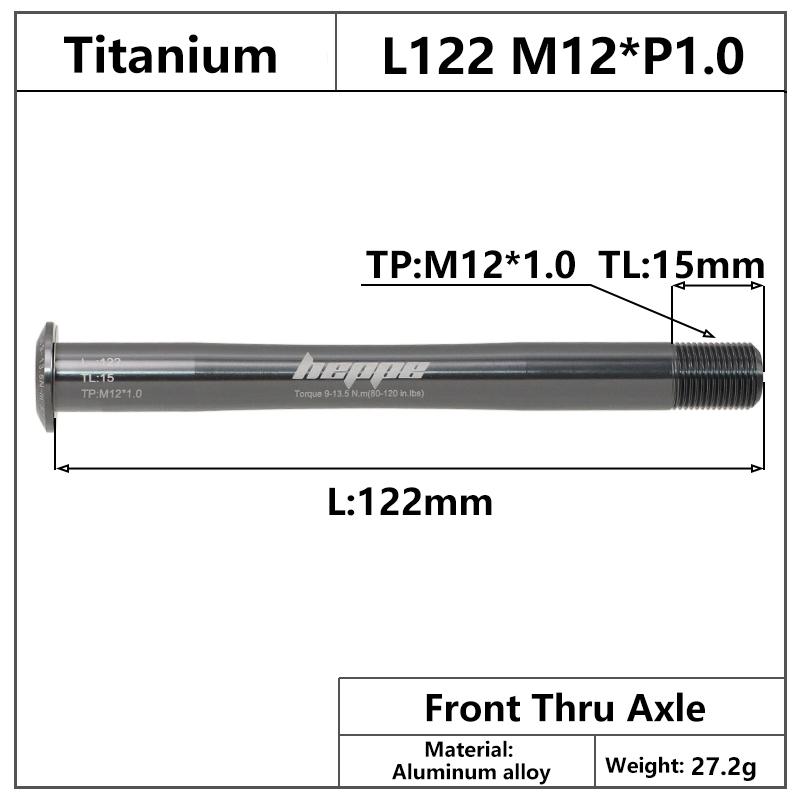 HEPPE MTB Road Bike Titanium Thru Axle Ultra Light Bike Axle 12x142 12x148 Rear Hub Thru Axle Bike Fork 12x100 12x110 Shaft