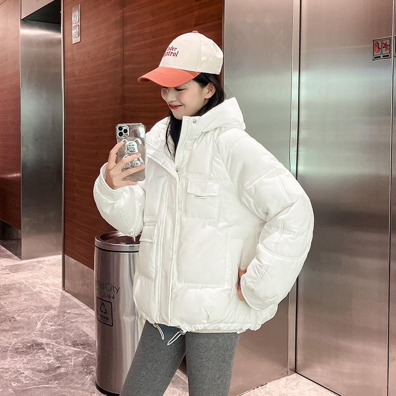 

Новая многокарманная куртка с хлопковой подкладкой, женская свободная куртка с хлопковой подкладкой, зимняя куртка с капюшоном, короткая, большого размера, пуховая куртка с хлопковой подкладкой M