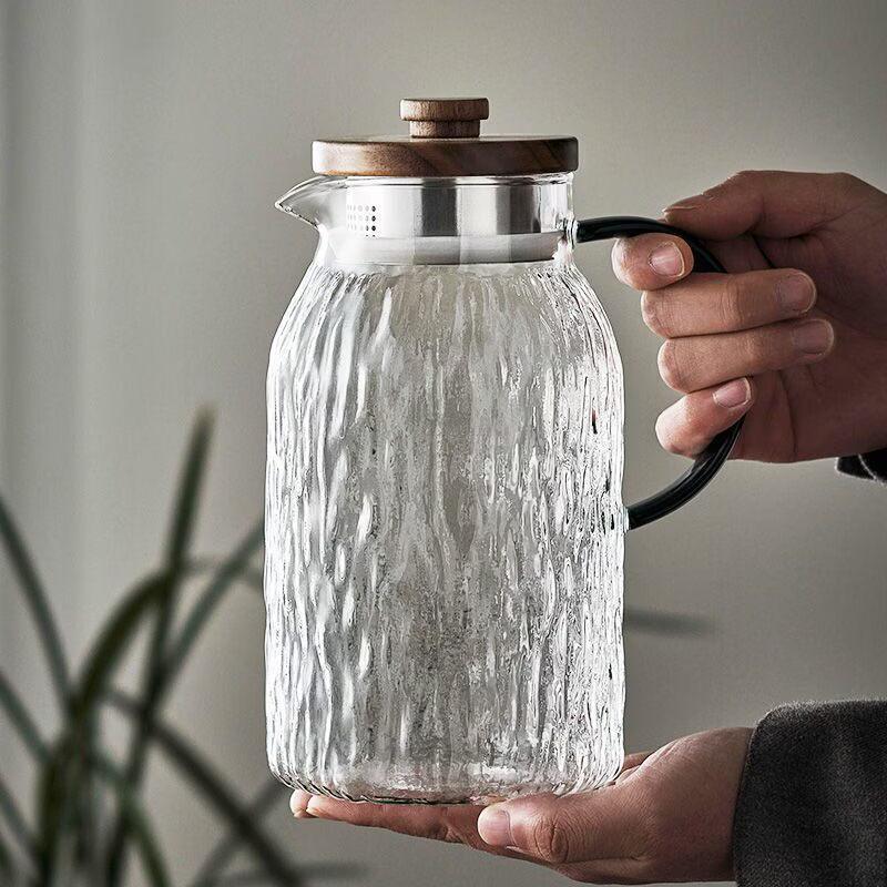 Andytai Glass Cold Water Pitcher with Tree Pattern