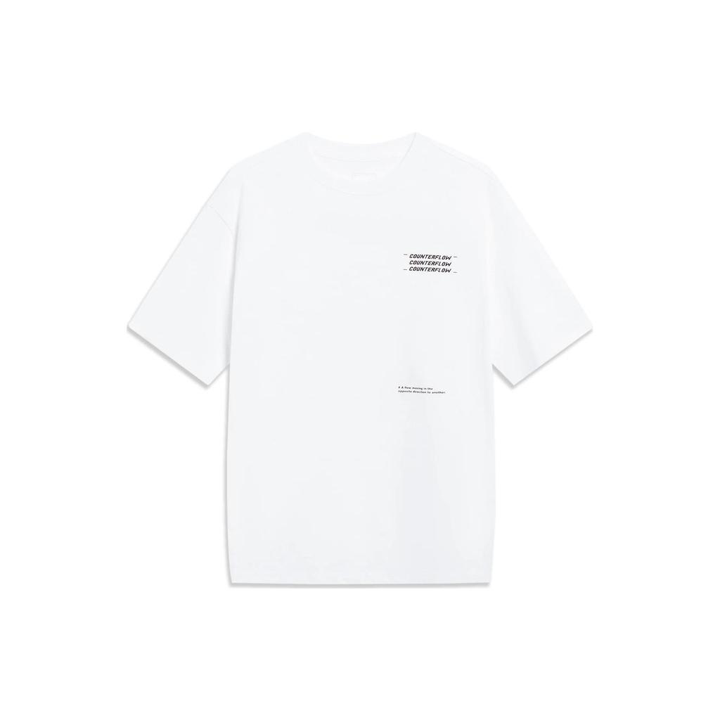 Li-Ning Trace Series Sports Fashion Solid Color Crew Neck Pullover Short Sleeve T-Shirt Unisex Tops White AHST537-1