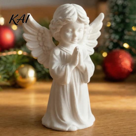 White Prayer Angel Statue 3D Printed Praying Figurine, Statue, DIY Paintable PLA Art Cherub Sculpture, Christmas Tabletop Home Office Decor, Religious