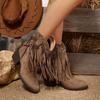 Stiefel mit Quasten-Design für Damen Mode Spitz zulaufende Mittelschaftstiefel Retro Nieten-Knöchelboots Hochwertiges Wildleder Lässige Kurze Botas
