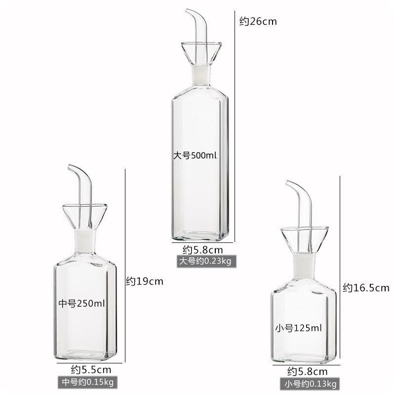 125/250/500ML Fassungsvermögen Ölflasche Glas Verkauf Essigtopf Gewürzflaschen Gewürzflasche Sesam Sojasaucenflaschen Öltanks