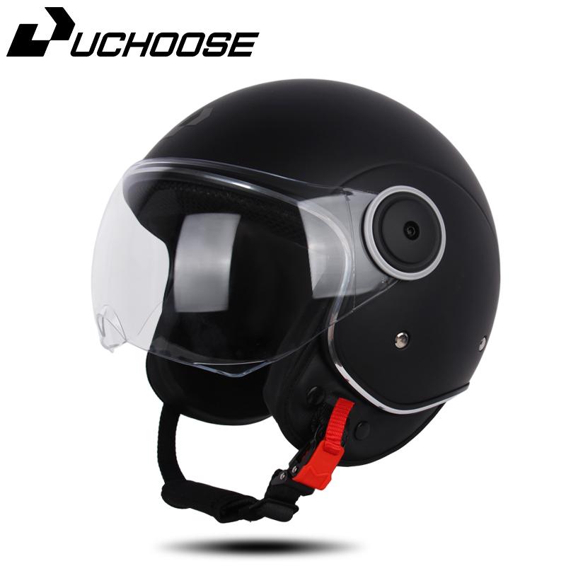 UCHOOSE 3/4 Open Face Motorcycle Helmets With For Men Women Vintage Moto Bike Cascos Scooter Protective Helmets