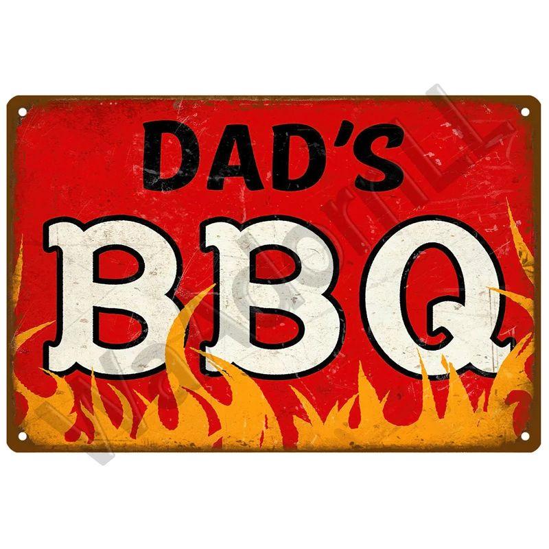 Retro BBQ Tin Sign, Metal Grill Wall Decor 20x30cm