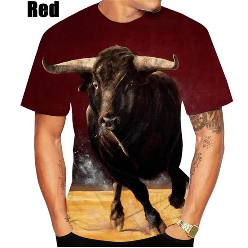 Hot Sale 3D Printing Bull Graphic T Shirts Short-sleeved Round Neck Men's Tee Tops Clothing Plus Size Streetwear Tshirt