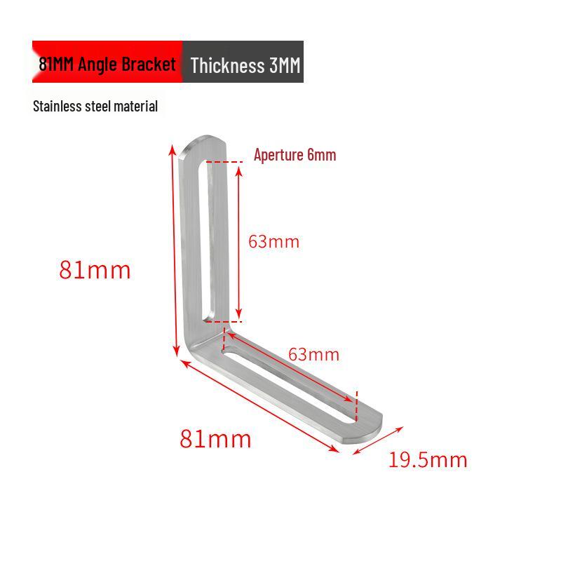 Stainless Steel 90° Movable L-Shaped Corner Bracket with Long Hole for Shelf Support