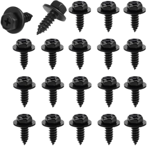Set of 20 Tapping Screws, Car Hex Head Screws with Washers, Bumper Screws, Wear-Resistant, Durable Hex Head Screws for Repair and Replacement, for Toy