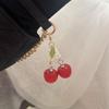Chaveiro de Cereja Vermelha Brilhante 3D Com Contas de Cristal Cintilantes Fecho Dourado Decoração Perfeita Para Bolsa Carteira Presente Fofo Para Mulheres Meninas