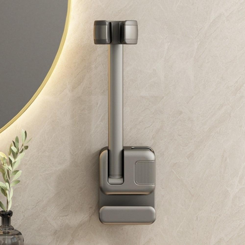 

Wall Mount Hairdryer Stand Rotating Design 2025 Model Wall Mount Rack Styling Tools Holder Punch-Free Hairdryer Holder Bathroom сірий