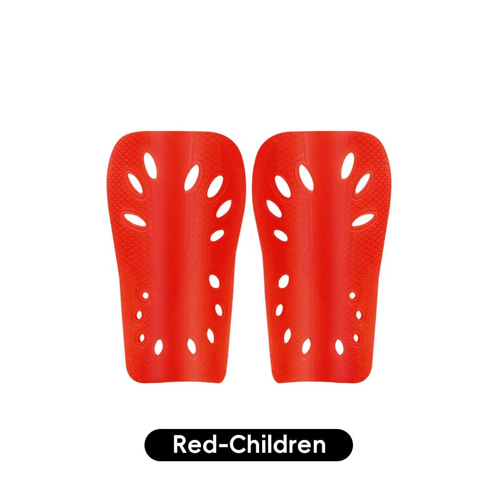 

Без ремешков Футбольные щитки для голени Мягкая утолщенная внутренняя подкладка Защита голени Легкие пластиковые футбольные щитки Защита ног Children красный