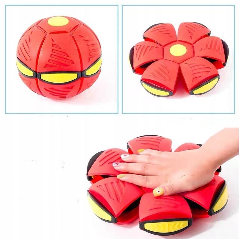 2-in-1 Flying Disc Frisbee Ufo Ball Throwing Toy - Red