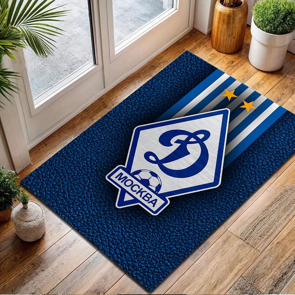 Dynamo Moscow Soccer Club Emblem Design Patterned Carpet, Non Slip Mat Suitable for Living Room and Bedroom Sofas
