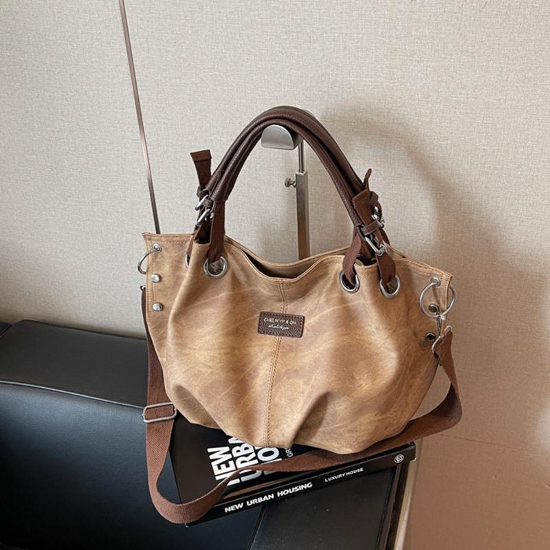 

Yogodlns Fashion Minimalist PU Leather Shoulder Bag Casual Large Capacity Tote Bag For Women s Trendy Large Commuting Handbag 47x14x26cm хаки