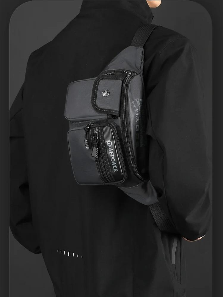 Men's Outdoor Sports Handbag Waterproof Multi-functional Chest Bag Travel Shoulder Bag Portable Waist Pack Crossbody