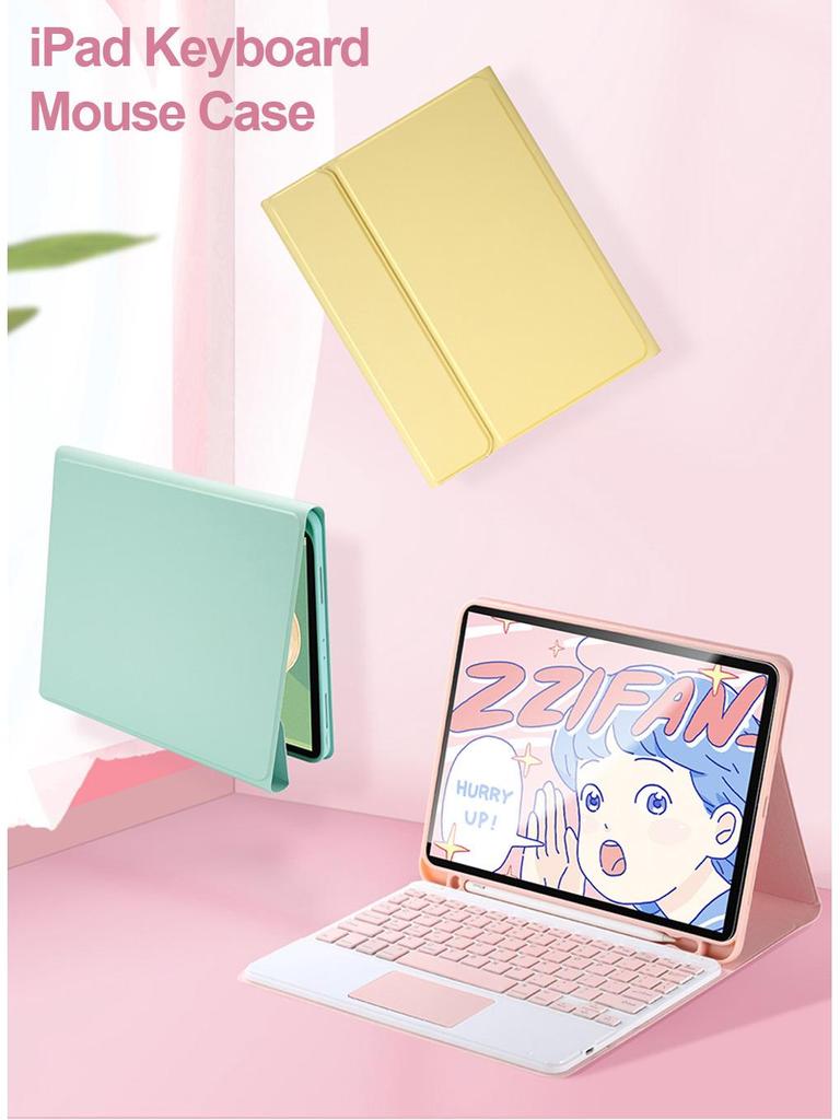 Compatible iPad Air 7th Gen Leather Case with Colorful Backlit Bluetooth Keyboard & Touchpad (10.9")