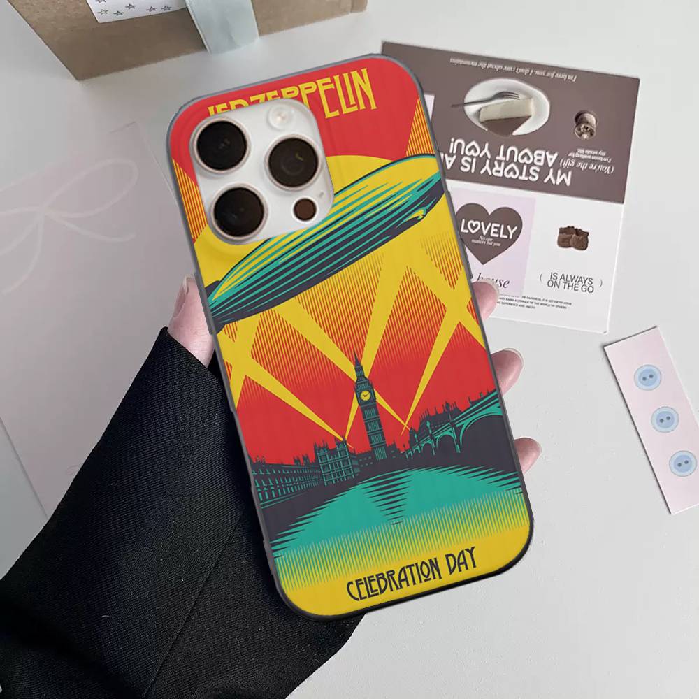 

Чехол для телефона Band L-Led Z-Zeppelin для iPhone 16 15 17 Pro 11 12 13 14 Pro Max Plus Мягкий Силиконовый Чехол-Ракушка с Волнообразным Рисунком iPhone 15 pro