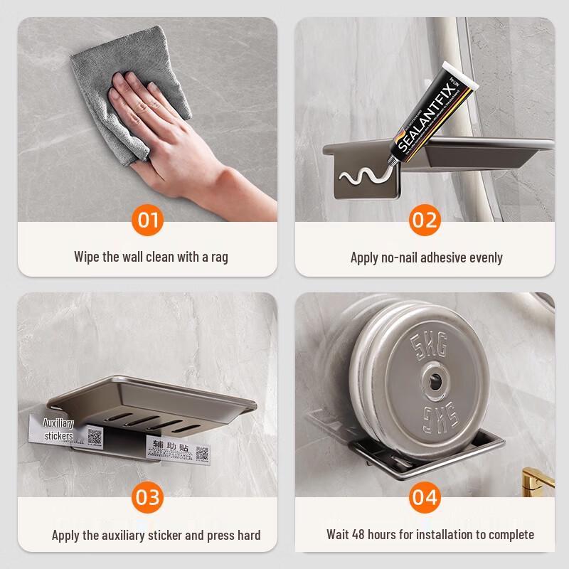 No-Punch Wall-Mounted Double-Layer Soap Holder