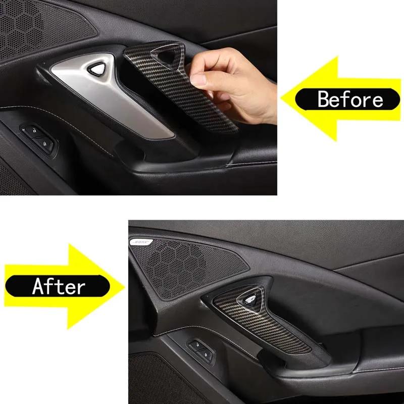 ABS Car Inner Door Armrest Electric Switch Button Frame Cover Trim Stickers For Chevrolet Corvette C7 2014-2019 Auto Accessories