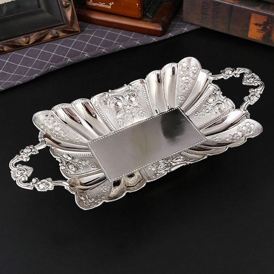 Cake Display Plate Metal Dessert Display Platter Decorative Snacks Plate Cake Serving Dish for Home Party Kitchen