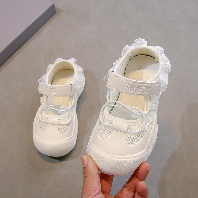 

Girls sneakers 2025 summer new lace edge children s sports fashion little girl soft sole non-slip princess shoes 21